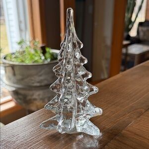 Clear Crystal Christmas Tree Figurine Vintage Art Glass